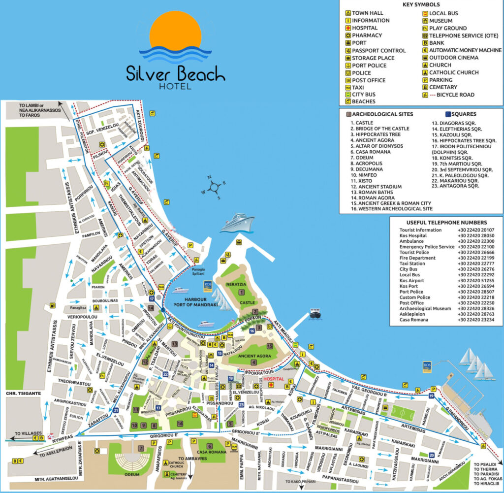 Maps of Kos - Silver Beach Hotel